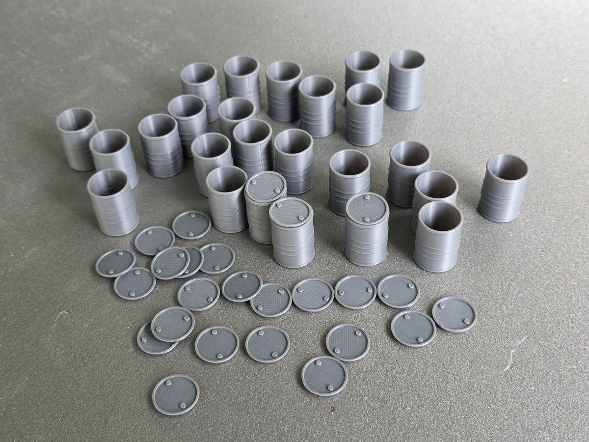28mm Scale Open Barrels + Lid. x25
